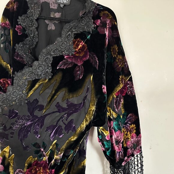 Dolls Kill Widow NWT Love to Love Her Goth Boho Velvet Lace Fringed Hem XS S - Picture 9 of 14